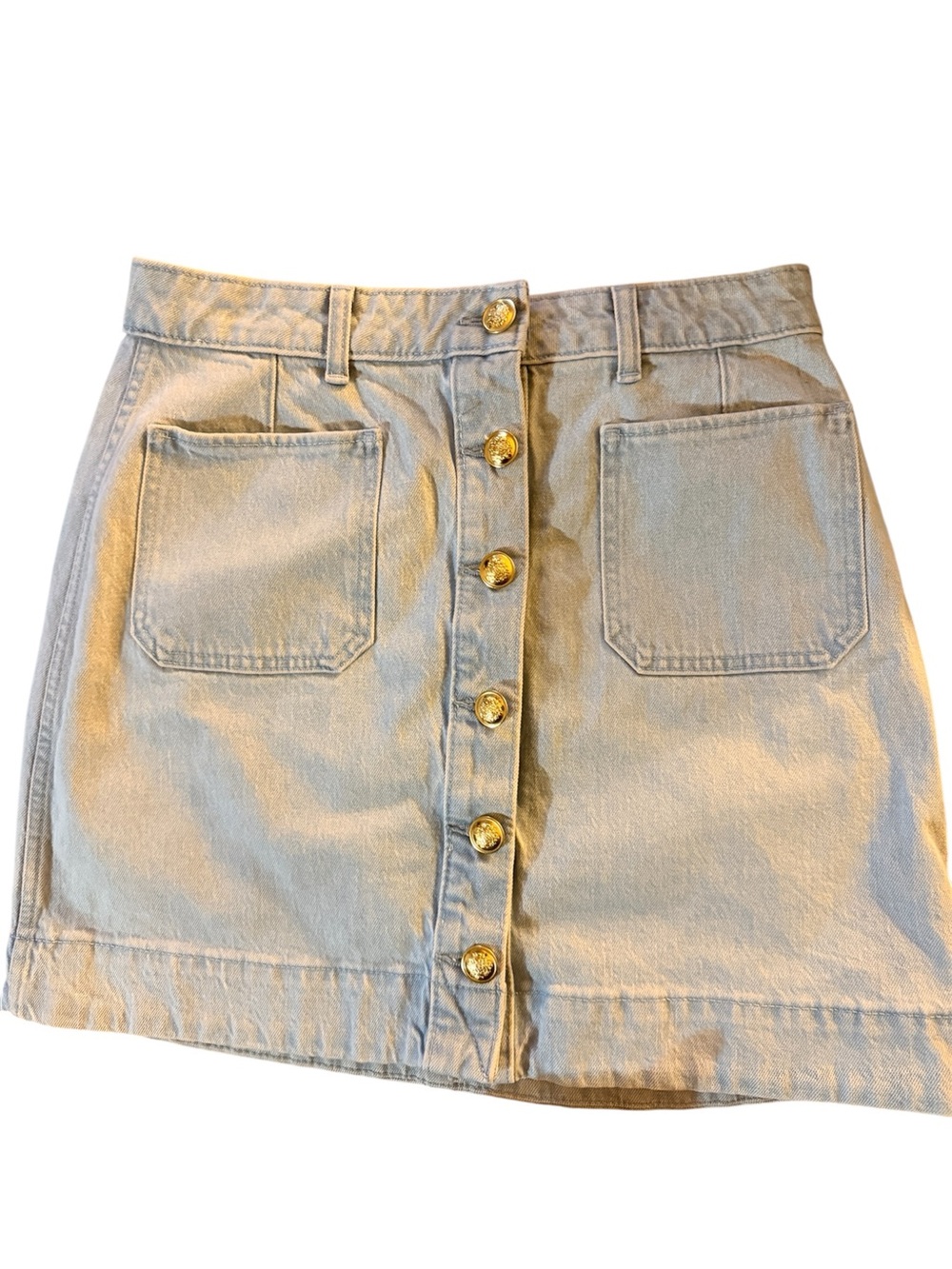 Free Assembly Women's Button Front Denim Mini Skirt - Picture 4 of 5